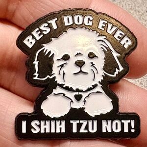 Best Dog Ever Enamel Pin - Black and White